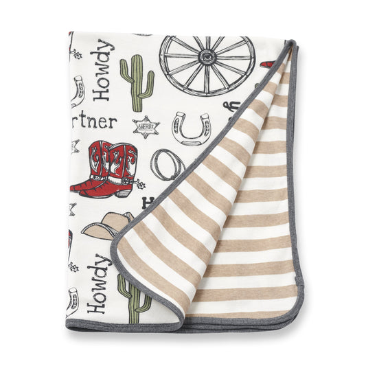 Western Cowboy Howdy Partner Cotton Baby Stroller Blanket